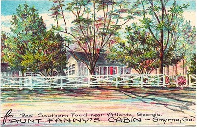 1950 Smyrna GA Postcard Aunt Fanny's Cabin Confederate Old South Will Rise Again