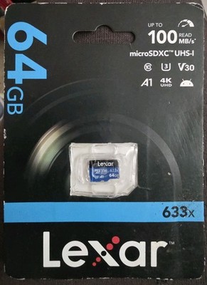 Lexar 64GB V30 Micro SD Karte, microSDXC UHS-I Karte ohne Adapter, 64GB, azul 