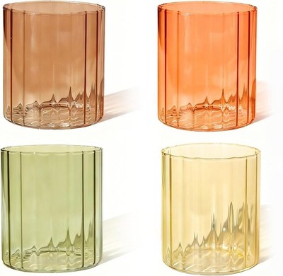 Iced Coffee Glasses Set of 4-14 oz Colored Borosilicate Drinking Glasses in  | eBay