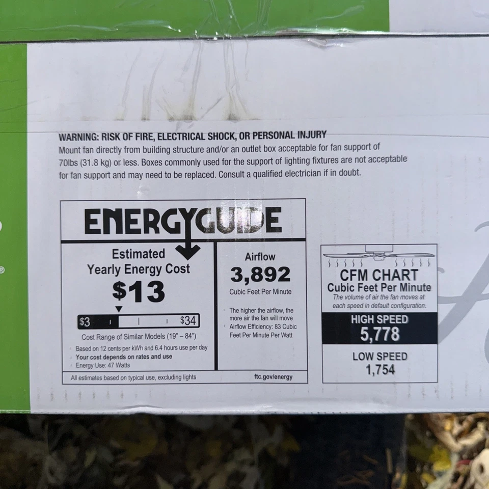 Hunter Ceiling Fan, River Ridge, With Lights, 52inch Model 50478 - Image 4 of 4