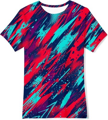 Kids Funny Graphic Polyester Colorful T Shirt for Boys Girls Size 4-14