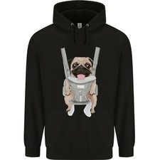 a Pug in a Baby Arnés Divertido Perro Hombre 80% Algodón Sudadera con Capucha