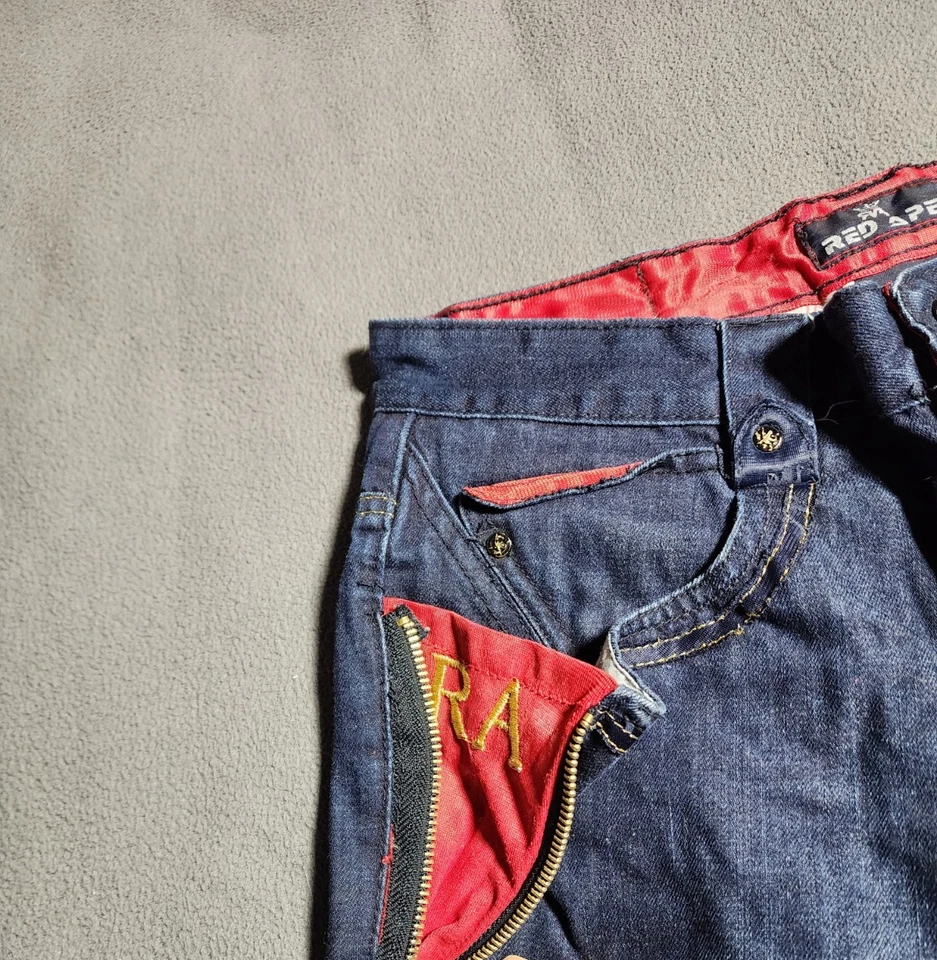 Red Ape Jeans Mens Size 34 Blue Denim Straight Y2K Embroidered Back Logo Cotton - Image 4 of 4