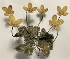 Tole Enamel Yellow Garden Flowers Sculpture Exposed Roots Woven Basket Bronze — photo 9