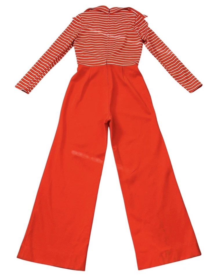 1970s Red Striped Jumpsuit Melissa Lane Women’s 12 Vintage 36 Inch Bust - Image 4 of 4