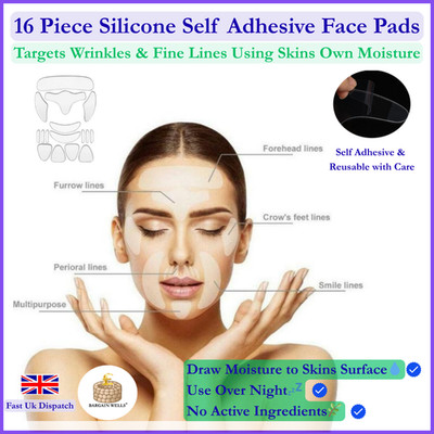 16 Stück Pad Wiederverwendbar Silikon Falten Gesicht Anti Augen Patches Stirn Hals UK Haut