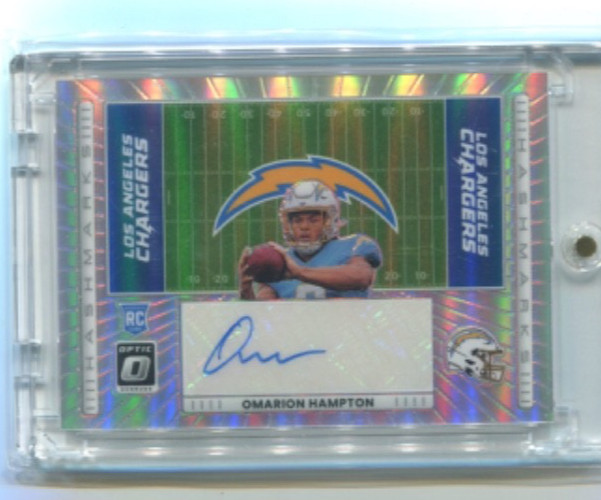 2025 Panini Optic - OMARION HAMPTON - Hashmarks Autograph Rookie HMOH - CHARGERS