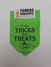 Fundog Bandanas Dog Size M/L Green Halloween Trick Or Treat.#36724