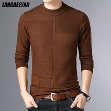 Top Quality New Brand Knit Pullover Crew Neck Sweater Autum Winter Solid Color S