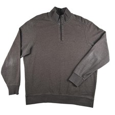 Dockers Sweatshirt Mens XL Gray Fleece 1/4 Zip Mock Neck Pullover Logo Casual