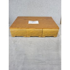 Vintage 3 Drawer Cassette Tape Storage Organizer Wood Case Made in Malaysia