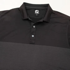 FootJoy Polo Shirt Men XL Black Gray Stripe Performance Short Sleeve No Logo
