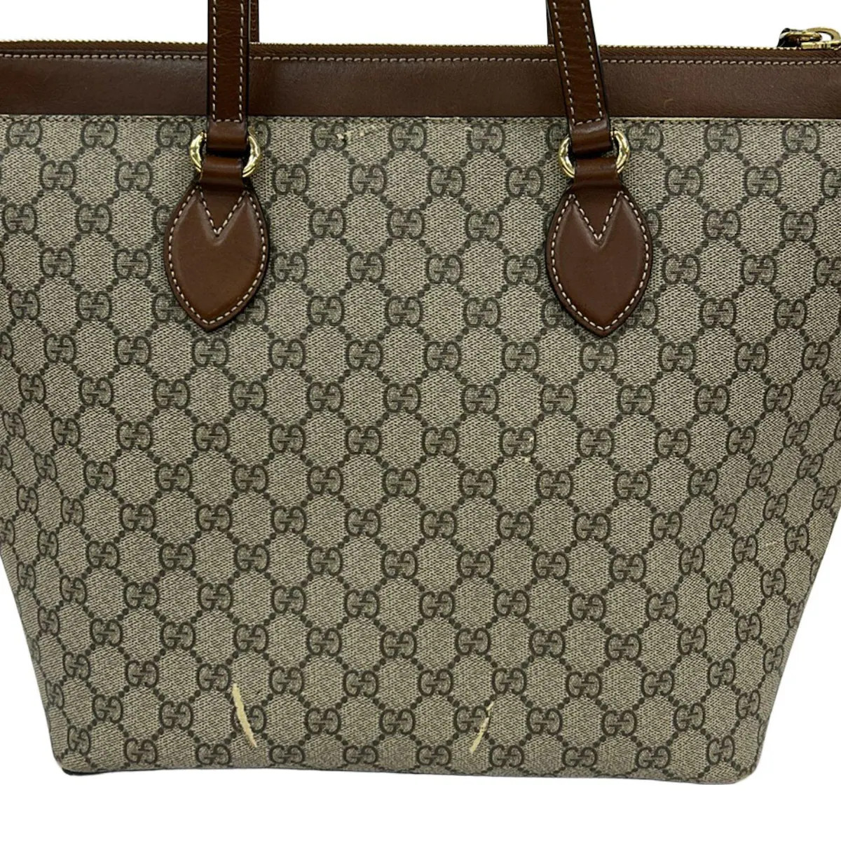 GUCCI GG Supreme Canvas Tote Bag 415721 Light Brown Dark Brown