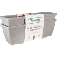 Bac a fleurs RIVIERA EVA - Lot 2 jardinieres - Plastique - 56,5x18,5x 25,5 cm...