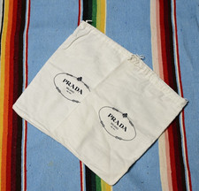 PRADA Dust Bag, Set of 2, for shoes, storage or travel, Cotton 13.5"x 8.5" 
