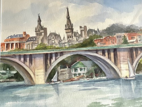 Laura Chirillo George Town art Original Watercolor Paint 20”x14” - Picture 2 of 9