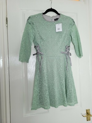 39 Topshop Mint Green Pastel Lace Skater dress Fit and Flare BNWT Size 8 |  eBay UK