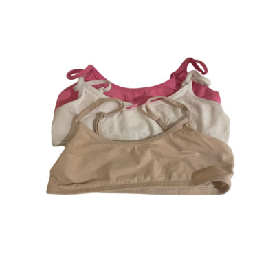 Pre owned  Girls' 3pk Cotton Cami Bra - Cat & Jack  Pink/White/Beige Size S 6-6x