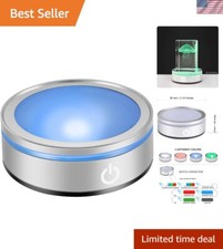 LED Light Base for Crystal Art - Round Pedestal with Multicolor RGB Lighting