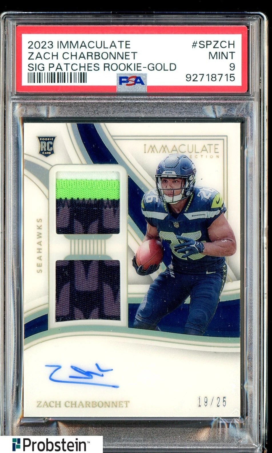 Zach Charbonnet Panini Immaculate Collection Immaculate Signature Patches Rookie #SPZCH Gold