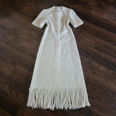 ZARA Tweed Textured Fringe Trim Maxi Dress Size Small | eBay