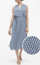NWT GAP Women’s Size L Sleeveless Maxi Shirt dress Ikat Blue Lightweight