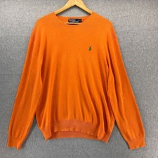 Polo Ralph Lauren Size Large Orange Crewneck Sweater Orange Pony Logo Men's Prep