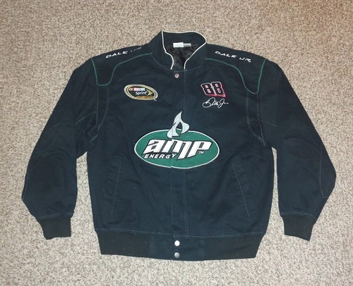 Vtg NASCAR Dale Earnhardt Jr. Racing Jacket AMP Energy #88 Size L Black & Green - Picture 2 of 16