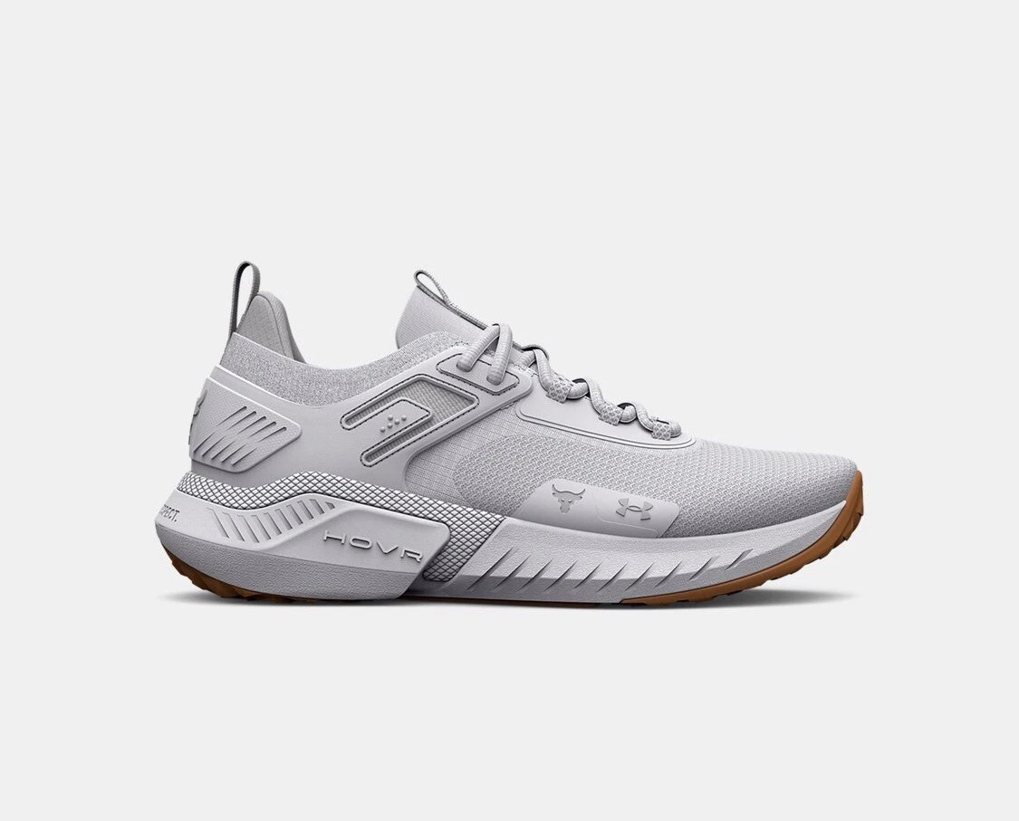 Under Armour Mens Project Rock 5 Training Shoe White Sneaker All Sizes New Gray