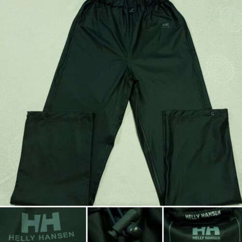 🌧HELLY HANSEN Black Pants Long Rain Waterproof Windproof Outdoor VGC Size S/M - Imagen 1 de 16