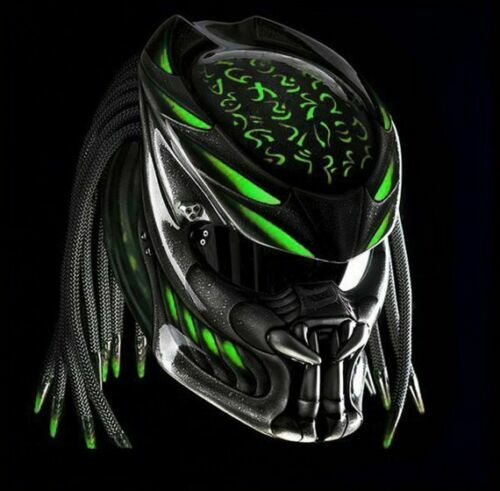 Custom Predator Helmet Black Green Top 