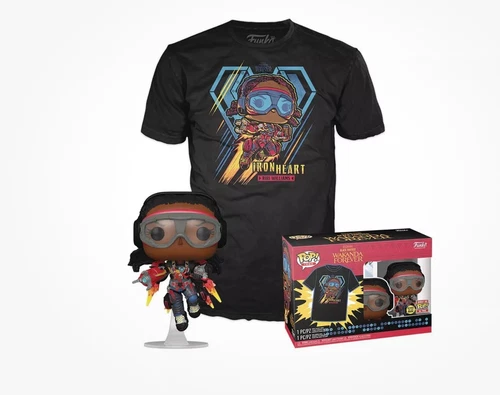Funko Marvel Black Panther Wakanda Forever Ironheart POP & Large T-Shirt Set NEW