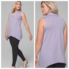 SOMA Medium Sleeveless V Neck Tunic Slub Knit Top Purple Lavender Relaxed Fit