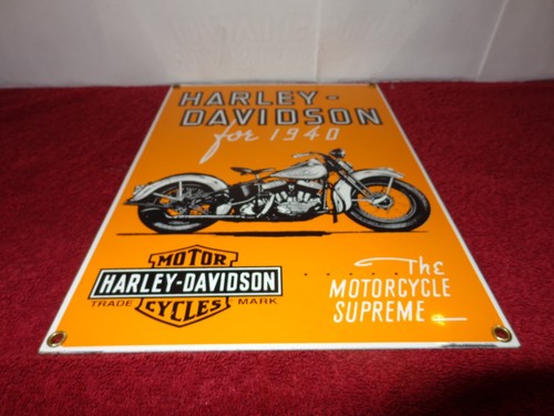 8 x 11 in HARLEY DAVIDSON MOTORCYCLES ADV. SIGN HEAVY METAL PORCELAIN - S 338A - Picture 5 of 7