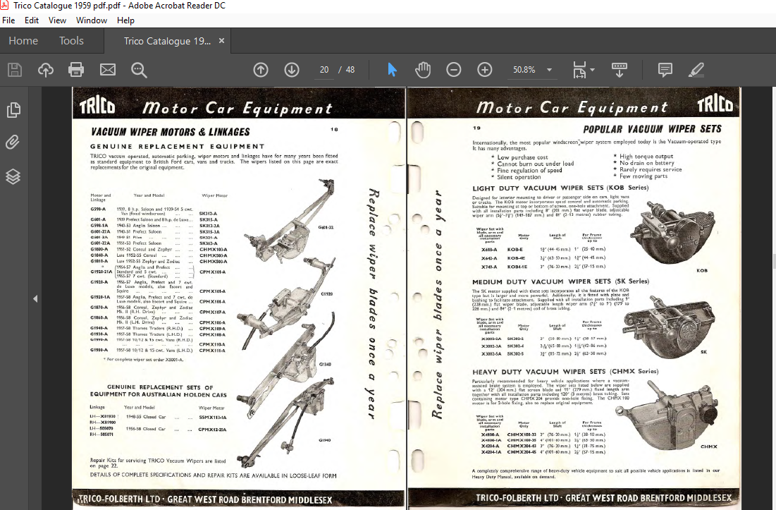 Three Vintage Trico Wiper Blades & Equipment Catalogues 1959, 1960 & 1973 |  eBay
