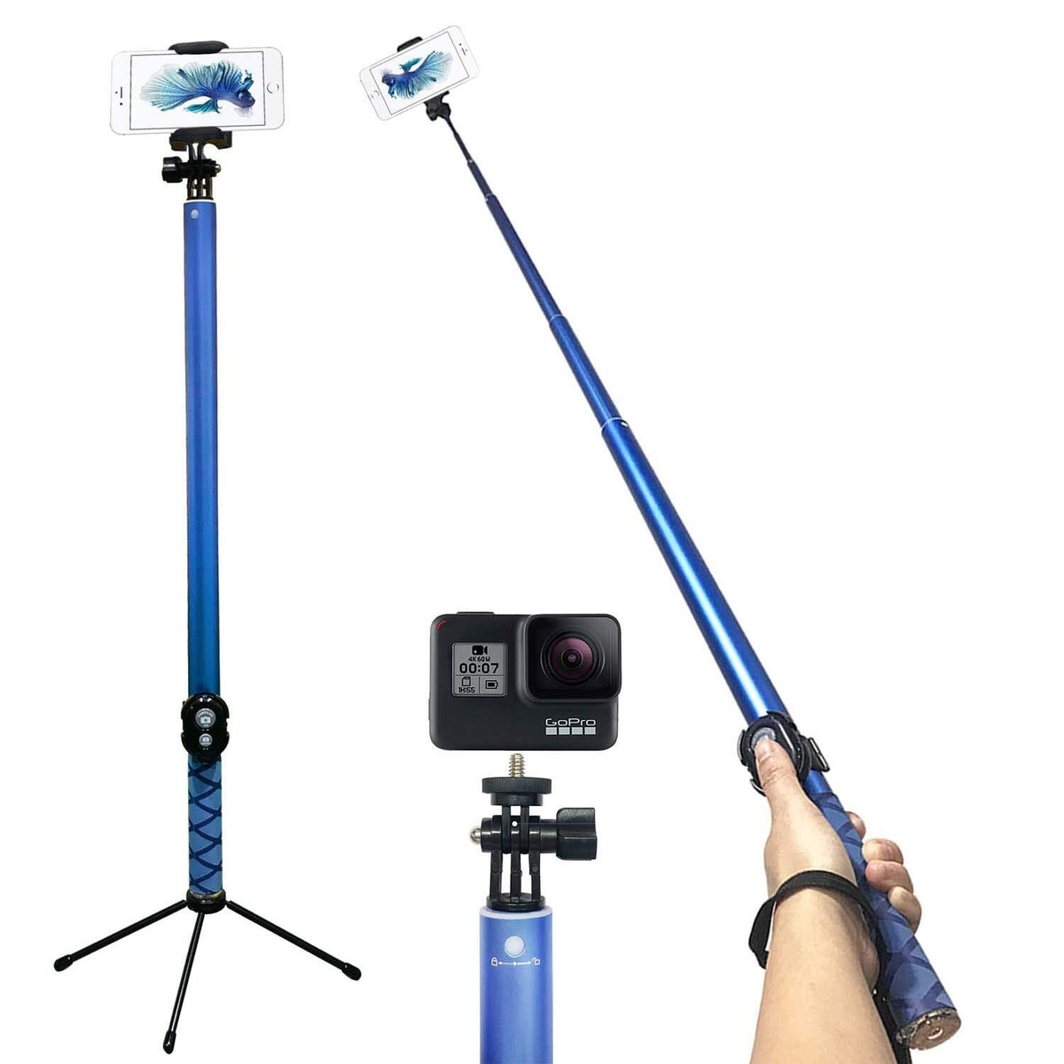 Bluetooth Long Selfie Stick- Super Length Lightweight Extendable