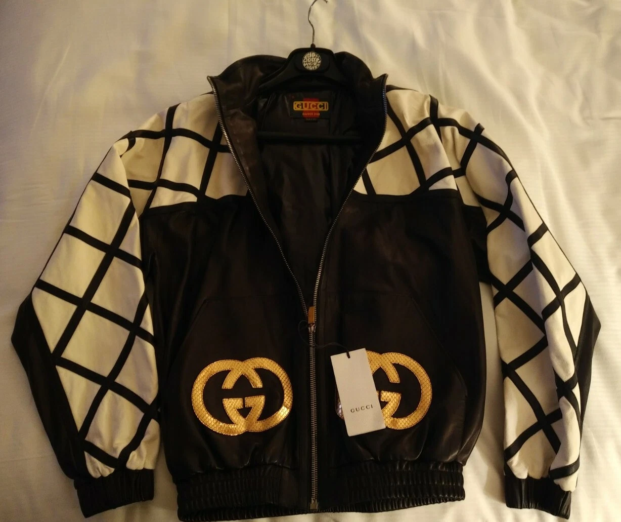 Dapper Dan Gucci Giacca in Pelle Small Prima Stagione