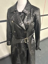 Star By Julien Macdonald Black Croc Design Coat With Belt Size 16
