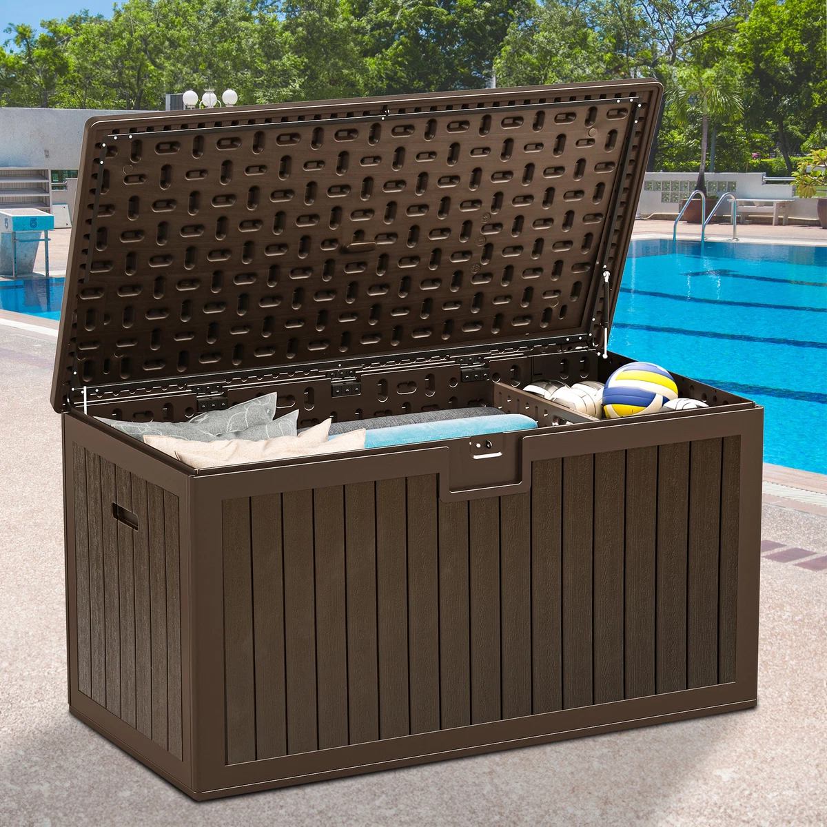 Outdoor storage bench 150 gallon deals