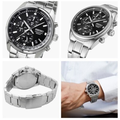 Genuine Seiko Chronograph Quartz Watch Men Women Stainless