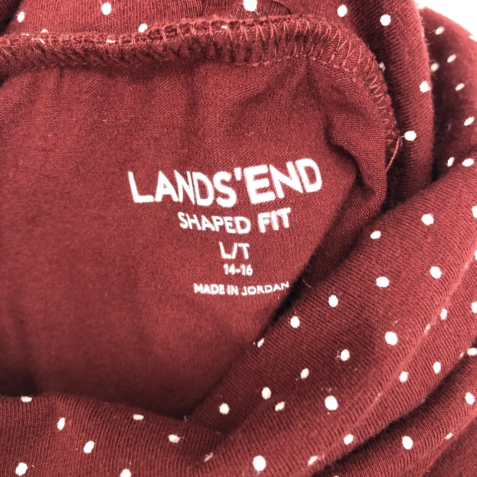 Camisa de manga larga Lands End en forma de corte arándano rojo lunares cuello alto grande Foto 4 de 4
