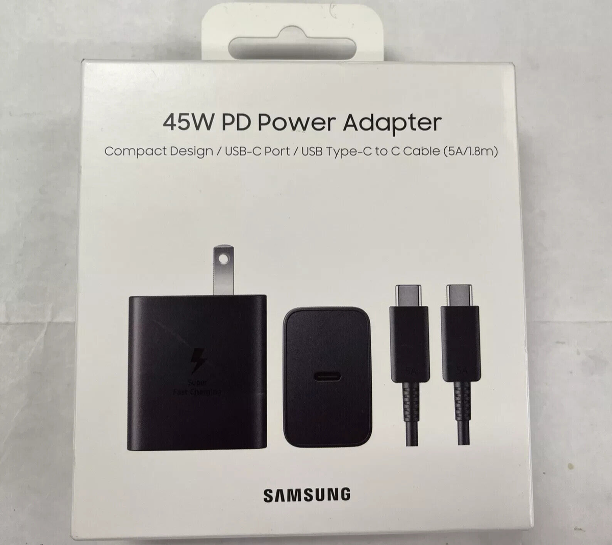 OEM Samsung 45W PD Power Adapter USB-C Port/Type-C To C Cable/ Black