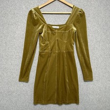 Urban Outfitters Olive Green Velvet Corset Mini Dress Long Sleeve XS