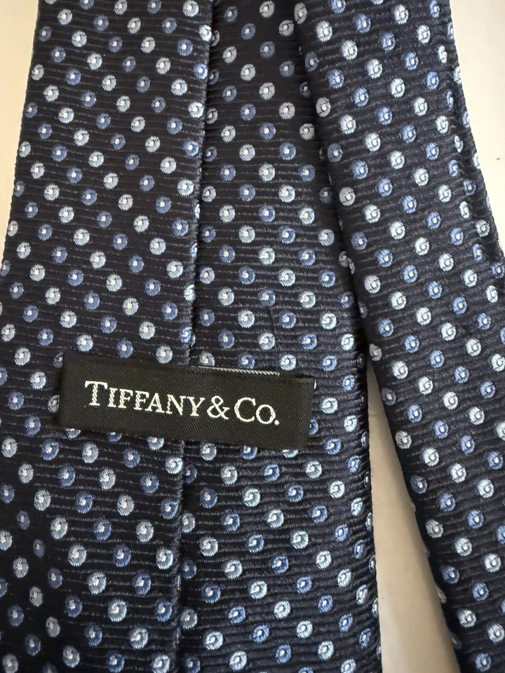 Corbata Tiffany & Co. 100% seda lunares azules Foto 3 de 4