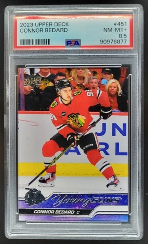2023-24 Upper Deck Connor Bedard Young Guns RC PSA 8.5 Blackhawks NE