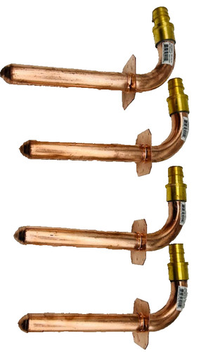 4 pack Apollo 8" x 3/4" Copper PEX-A Expansion Barb Stub-Out 90° Elbow w Flange