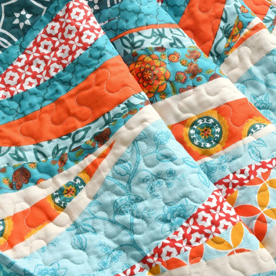 60x50 inch Turquoise Hailey Watercolor Wave Reversible Cotton Throw Blanket - Image 3 of 4