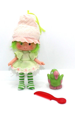 Vintage Strawberry Shortcake Doll Lime Chiffon Parfait Parrot Pet And Comb
