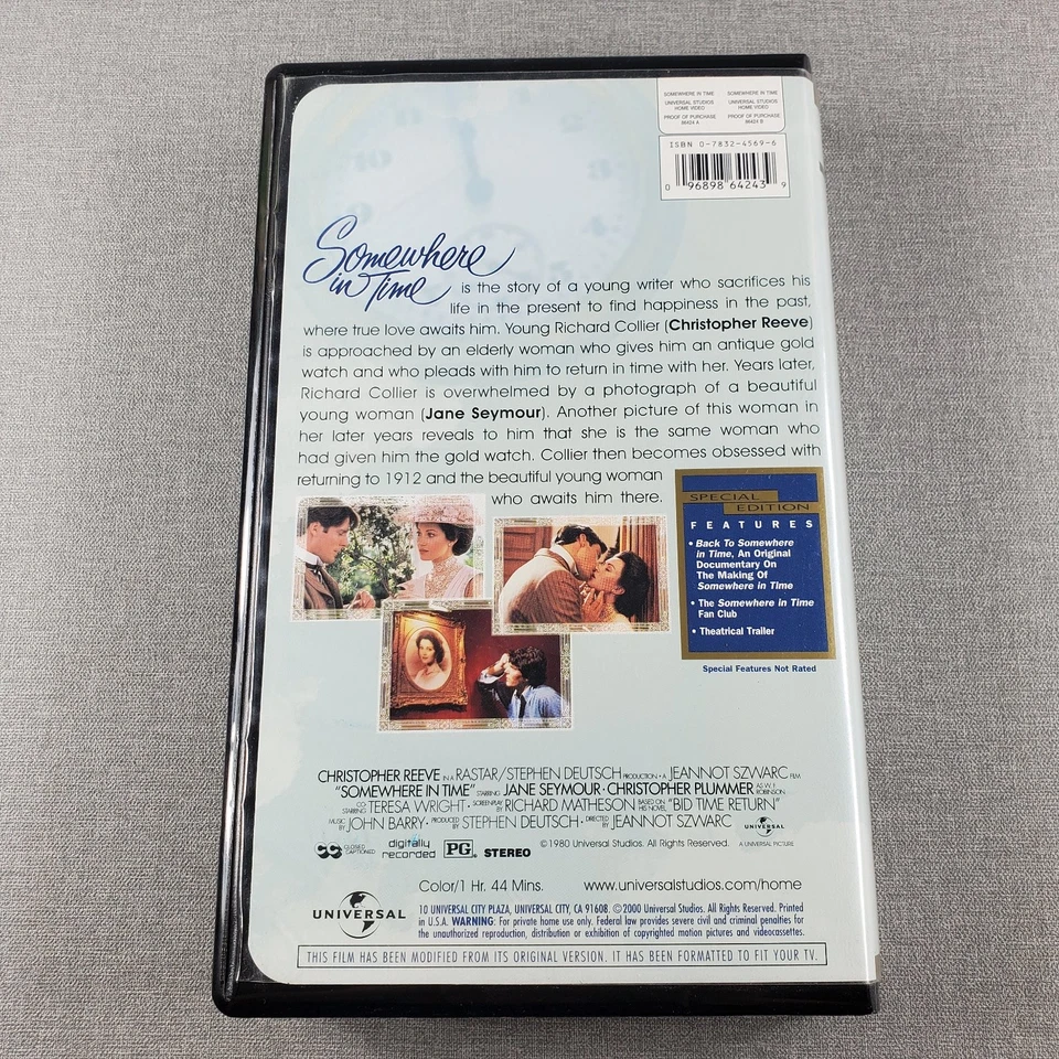 Somewhere in Time VHS 1980 Romance Special Edition Universal Studios - Image 2 of 4