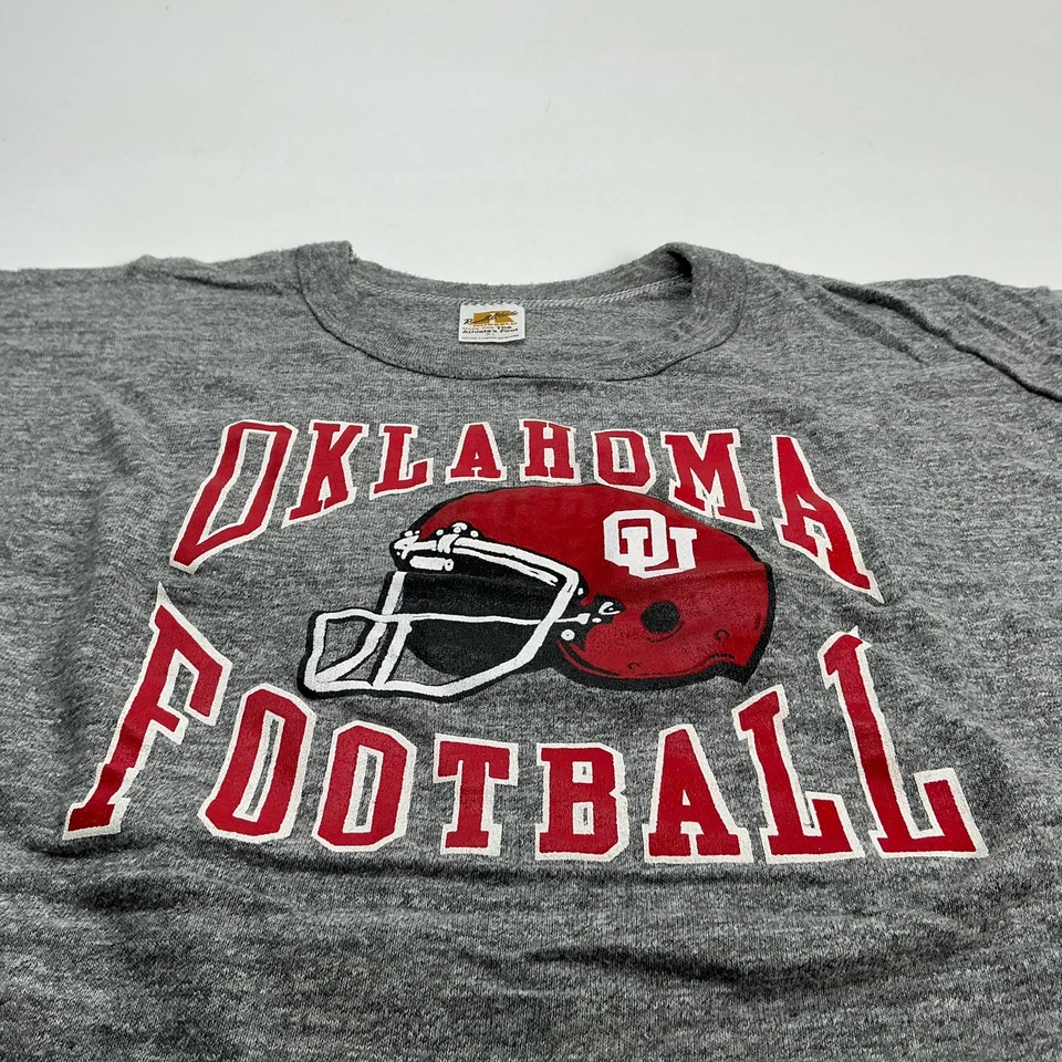 Vintage Oklahoma Football 1980s Women’s Crop Top T-Shirt Single Stitch Russell - Image 2 of 4
